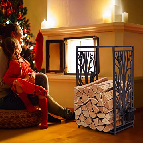 Firewood Rack Indoor with Tools, Fire Log Holder for Fireplace - Image 3