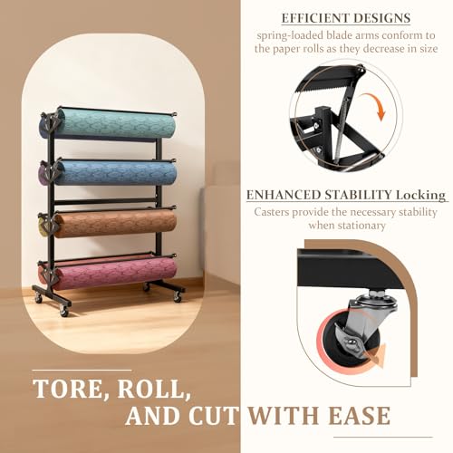Large Paper Roll Dispenser, Dispenser Rack and Cutter - Image 4