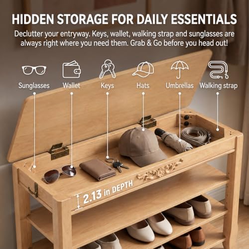 Shoe Storage Bench Shoe Rack Bench with Storage 3 Tier - Image 7