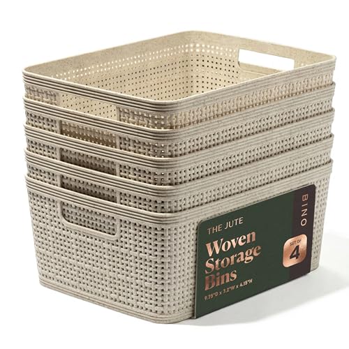 Woven Plastic Basket | Small (Natural), 5-Pack | THE | Home Organizati - Image 2