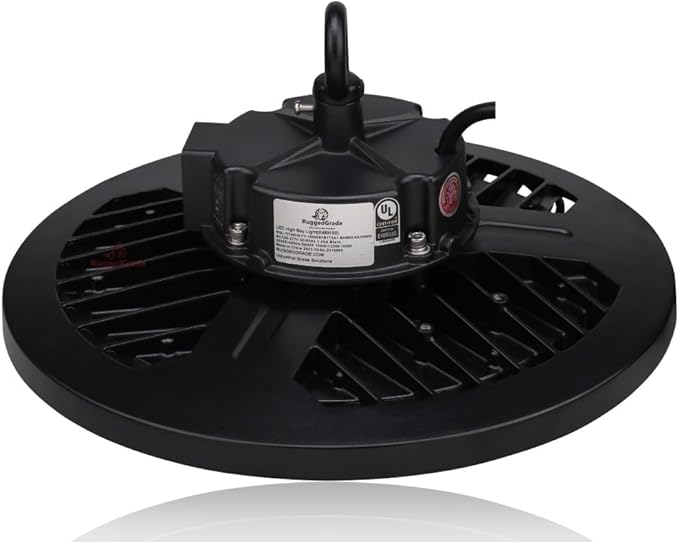 RuggedGrade 150W - Titan VI Series LED High Bay Light UFO with Motion Sensor - 24,750 Lumens - Color Selectable on Fixture 3000K/4000K/5000K - Warehouse, Multisport Gyms/Workshops - DLC 5.1 Premium