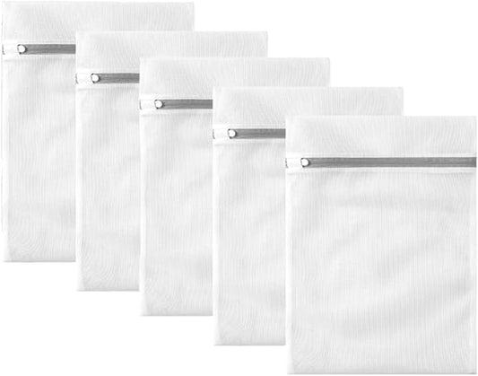 Fine Mesh Laundry Bags with Zipper-Multi Size Mesh Bags For Laundry, Reusable Organizer Lingerie Bags (5, Large)