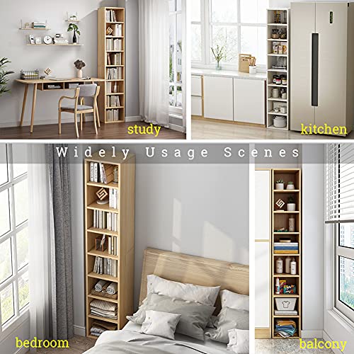 IOTXY Narrow Corner Bookcase with Door - White 59" Tall Gap - Image 7