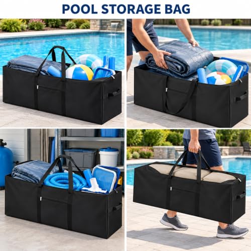 1 Pcs 56 x 24 x 24 Inch, 528 L Large Storage Duffle Bag Black - Image 6