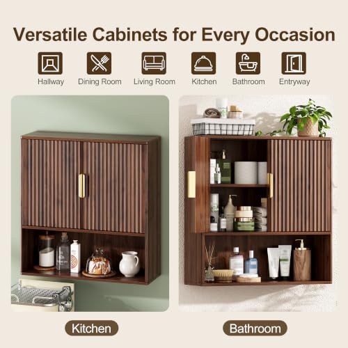 Walnut Bathroom Wall Storage Cabinet, Over the Toilet - Image 5