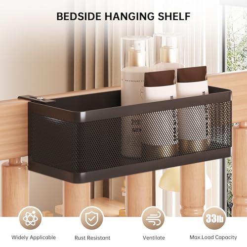 Bedside Caddy Shelf for Bunk Bed, Black, L11in*W4.9in*H3.93in - Image 4