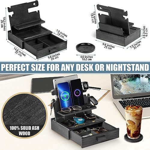 Black Wood Phone Docking Station for up to 3 Phones - Nightstand - Image 6