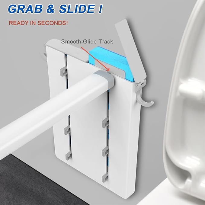 Toilet Brush for RV, Small Space & Bathroom, Disposable Cleaning System with Hanging Holder - 8 Refill Heads, Sturdy Wand & Storage Case