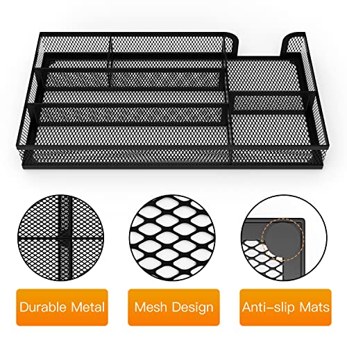 Desk Drawer Organizer, Small Metal Mesh Drawer Organizer Tray, Office Pencil Drawer Organizer Accessories for Desktop, Bathroom, Kitchen, Makeup, Vanity - Image 4