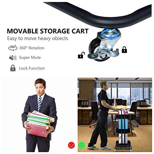 3-Tier Rolling Utility Cart with Handle,Rolling Metal Storage - Image 6
