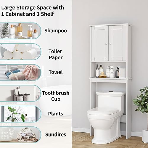 Shintenchi Over the Toilet Storage Cabinet, Bathroom Shelf, White - Image 5