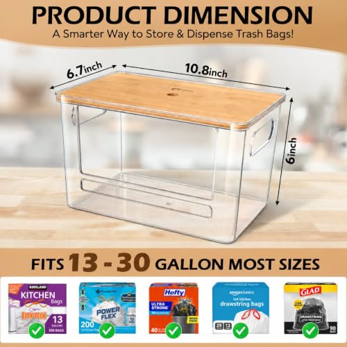 Stackable Trash Bag Dispenser with Wooden Top for Ho | All Products - Image 3