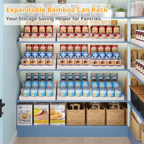 3-Tier Expandable Bamboo Can Organizer for Pantry, Holds 24 Cans - Image 6