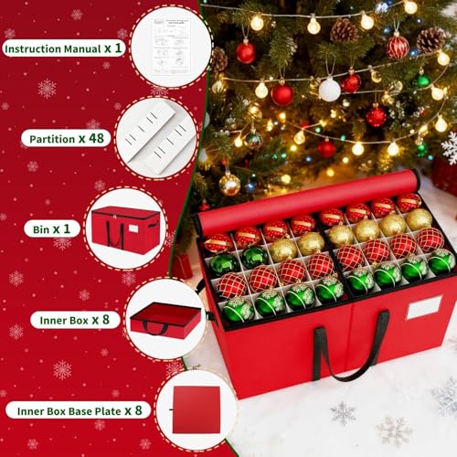 Christmas Ornament Storage Box, 8 Individual Trays with Handles - Image 6