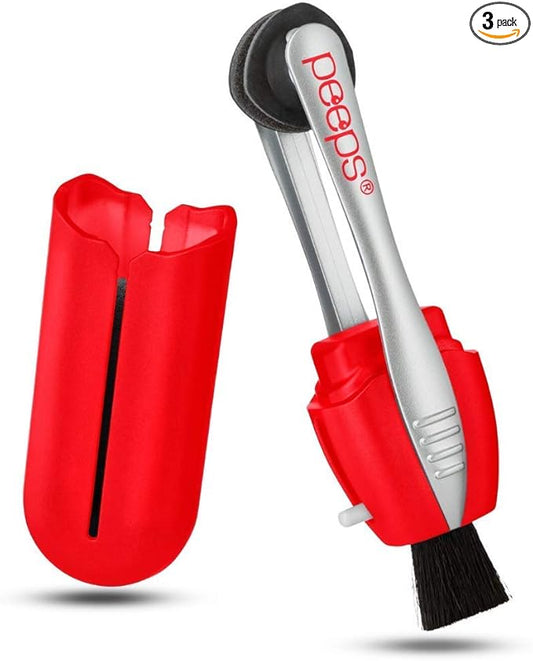 CarbonKlean Peeps Glasses Cleaner - for Eyeglasses, Reading Glasses, and More - Lens Cleaner with Carbon Microfiber Tech-Injected Red-3 Count (Pack of 1)