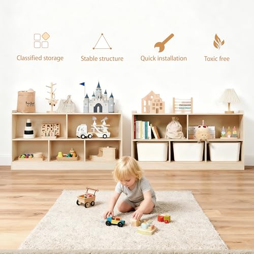 Montessori Book and Toy Shelf for Kids, 5-Section Organizer - Image 5