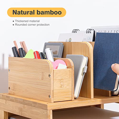 Homde Desk Organizer with File Holder: 3-Tier Bamboo | All Products - Image 4
