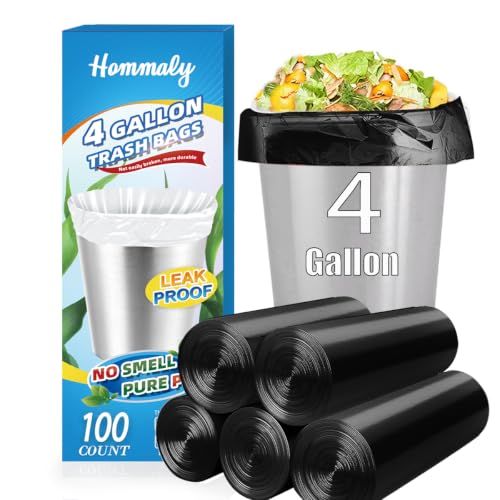 4 Gallon 100pcs Small Black Trash Bags Strong Black Garbage Bags - Image 2