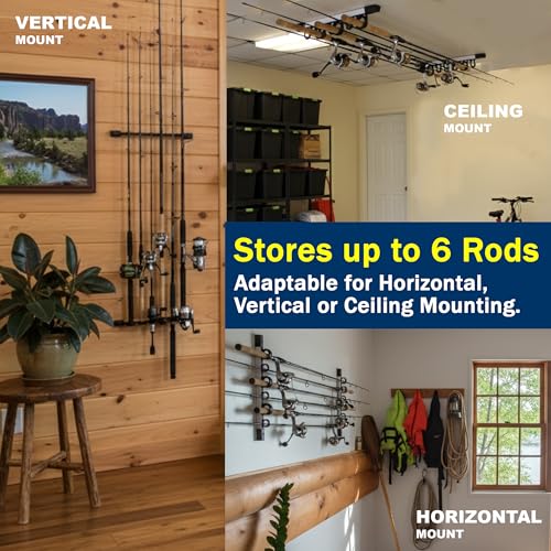 Rush Creek Creations 6 Rod Fishing Pole Holder for Garage - Image 4