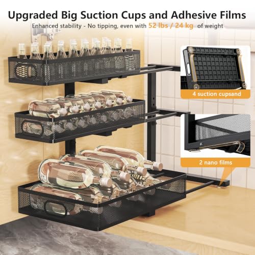 3-Tier Under Sink Organizer, Slide Out Drawer Rack, Black, 2 Pack - Image 7