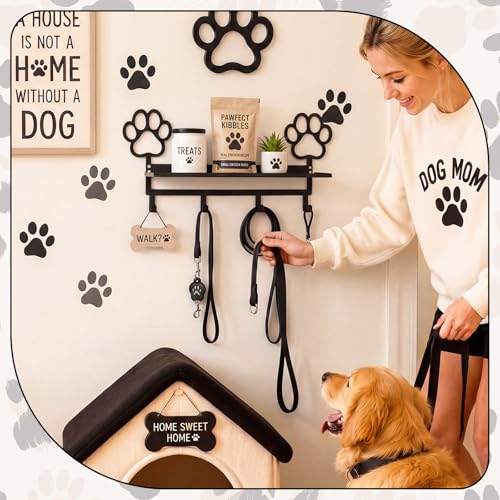 Black Dog Paw Metal Wall Mounted Coat Rack with Shelf 4 Hooks - Image 7