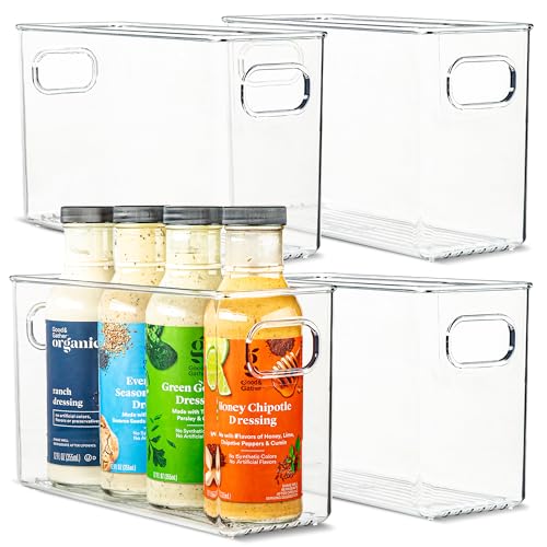 Plastic Food Storage 4 Pack Clear Container Bin with Handles - Image 2