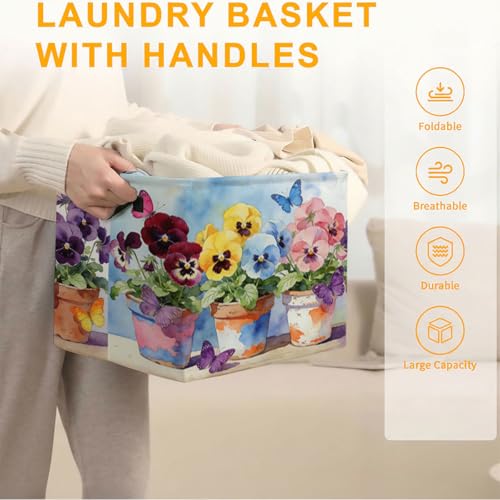 Flowers Potted Plants Foldable Laundry Basket Hamper - Image 5