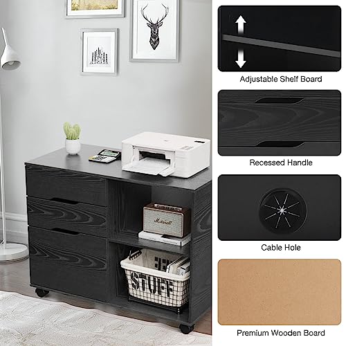 OLIXIS 3 Drawer Lateral File Cabinet, Rolling Printer - Image 5