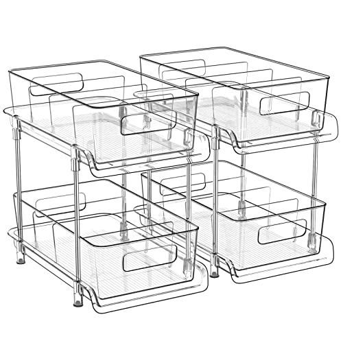 HIHEGD 2-Tier Bathroom Organizer with Dividers, Clear Under Sink - Image 2
