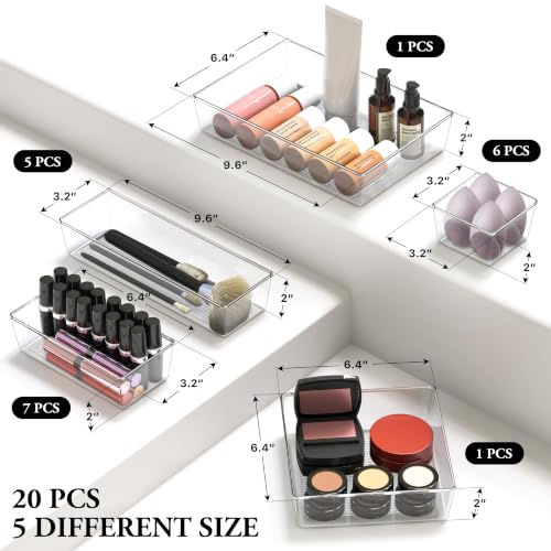 Simple Houseware 20 PCS Clear Plastic Drawer Organizers Set - Image 4