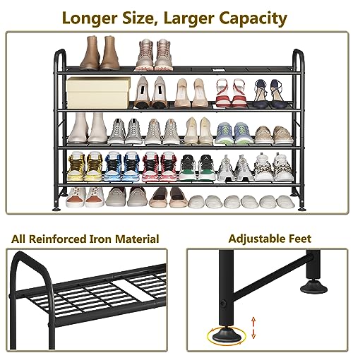 LINZINAR 4 Tier Long Shoe Rack for Closet Metal Shoe Organizer - Image 7