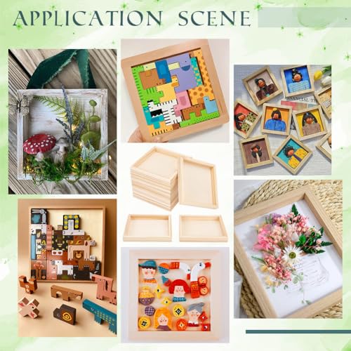 OLYCRAFT 10 Pack Wood Puzzle Tray 4.7x4.7 Inch Unfinished - Image 6
