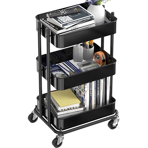 Simple Houseware 3-Tier Utility Cart, Low 24" Height Fits Under - Image 5