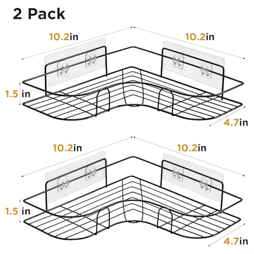Corner Shower Caddy, 2 Pack Adhesive Shower Corner Organizer - Image 5