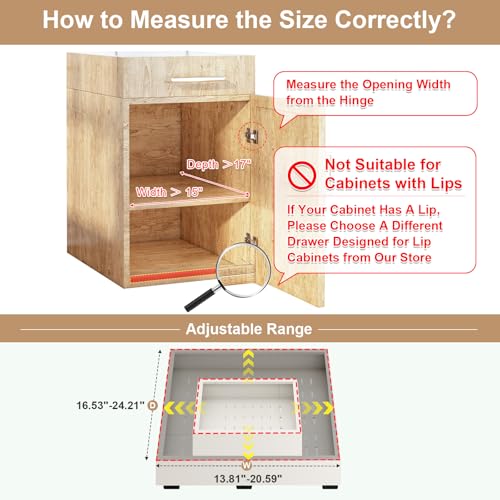 Pull out Cabinet Organizer,14"-21"W,17"-24"D,Expandable,Adhesive - Image 3