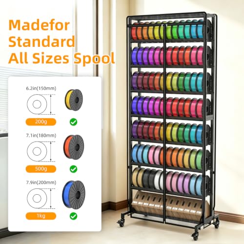 3D Printer Filament Storage Rack with Dust Cover 9-Tier - Image 4