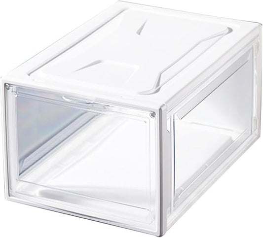 Luxshiny Sneaker Shoes Box with Clamshell Lid Large Stackable Shoe Storage Container for Men and Women for Closet and Home