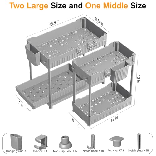 Sevenblue 3-Pack 2-Tier Under Sink Organizers with Sliding - Image 5