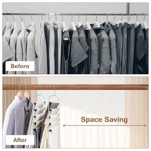 Pants Hangers Space Saving, 2 Pack Anti-Slip Space Saving Hangers - Image 6