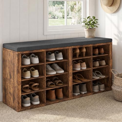 Shoe Rack Bench, Shoe Storage Bench with Cushion - Image 5