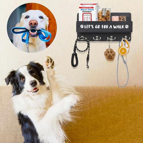 Wood Dog Leash Holder for Wall, with 4 Double Key Hooks - Image 5