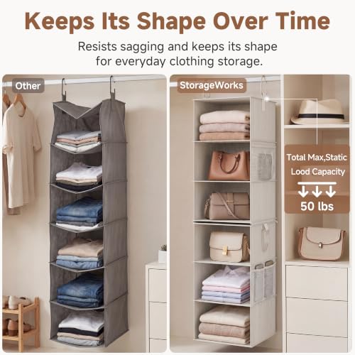 StorageWorks Hanging Closet Organizer, 6-Shelf with 2-in-1 Design - Image 7