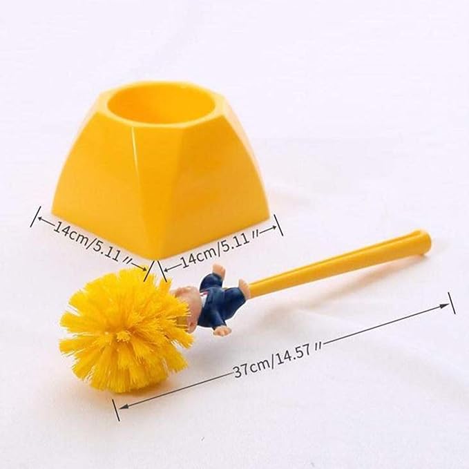 Toilet Brush and Holder Set Cleaner Make Toilet Great Again Funny Toilet Scrubber (Orange Handle)