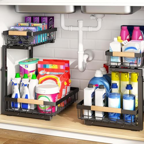 PXRACK Under Sink Organizer, Adjustable Height, 2 Ti | Under Sink Stor - Image 2