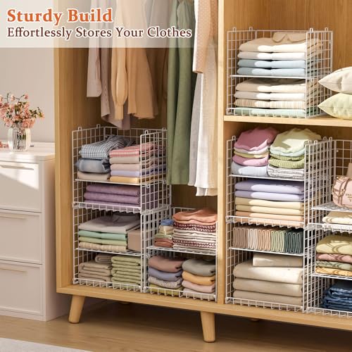 8-Tier Stackable Closet Organizers, Foldable Wardrobe Basket - Image 7