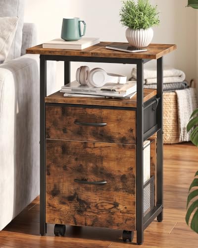 2-Drawer File Cabinet, Printer Stand, Rustic Brown and Black - Image 2