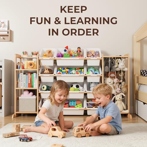Toy Storage Organizer with Bookshelf and Stuffed Animal - Image 4