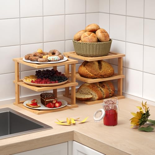 2 Pack Bamboo Corner Shelf,3 Tier Kitchen Cabinet - Image 7