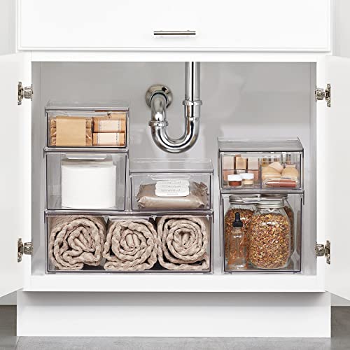 mDesign Plastic Stackable Bathroom Storage with Pull | All Products - Image 3