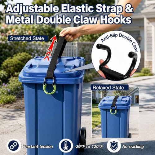 2 Pack Metal Double Claw Trash Can Lid Lock, Bear Proof Strap - Image 4